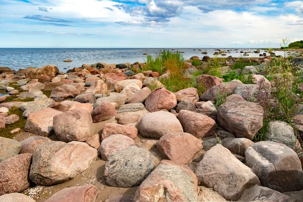 Kaltene Beach Covered Glacial Stones Stretches Roja Town Latvia Kaltene — Stock fotografie