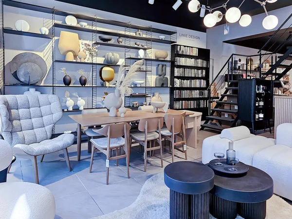 Latvia Riga Outubro 2023 Boutique Store Selling Home Decor Upholstered Fotografias De Stock Royalty-Free