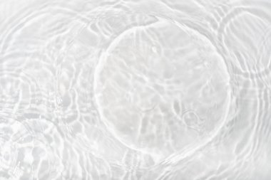 Su panoramik afişi. Su dokusu; su yüzeyinde halkalar ve dalgalanmalar. Spa konsepti geçmişi. Düz konum; üst görünüm; boşluğu kopyala; kopyalama alanı ile bileşim.