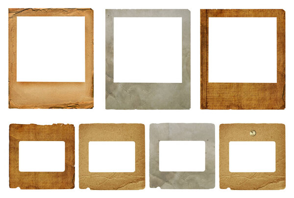 Набор старых слайдов бумаги на прозрачном изолированном фоне