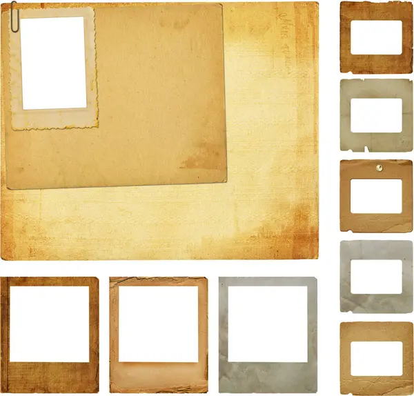 Slide Set Old Paper Scrapbooking Style Transparent Isolated Background Stock Photo