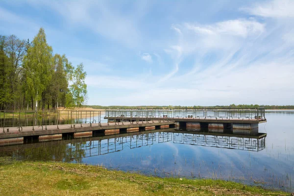 Ponte Metallo Sul Lago Braslav Bielorussia — Foto Stock