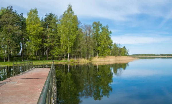 Ponte Metallo Sul Lago Braslav Bielorussia — Foto Stock