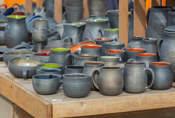 Clay Pottery Ceramic Sale Market Stock Photo