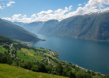 Norveç Nature Fjord Sognefjord. Norveç manzarası.