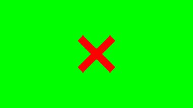cross sign icon, clean flat 2D design, pulsing or bouncing animation, centered on bright green screen background