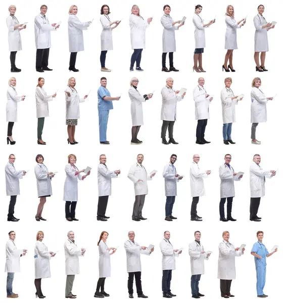 Group Doctors Clipboard Isolated White Background — Stock Photo, Image
