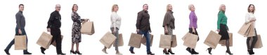 collage concept shoppers queuing isolated on white background