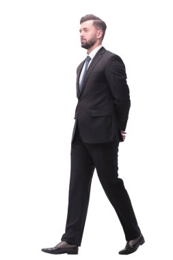 Dikiz aynası. Düşünceli iş adamı öne çıkıyor. beyaz arkaplanda izole