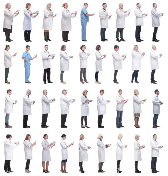 Група Лікарів Буферами Ізольовані Білому Тлі — стокове фото