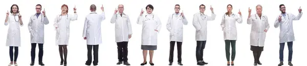 Group Doctors Full Length Isolated White Background — Stock Photo, Image