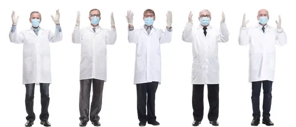 Grupo Médicos Máscara Aislados Sobre Fondo Blanco — Foto de Stock