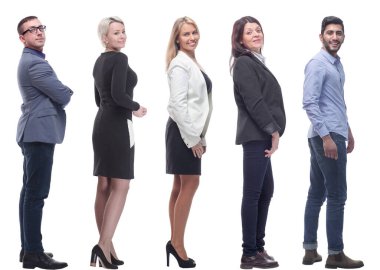 Beyaz arka planda izole edilmiş başarılı iş adamları grubu