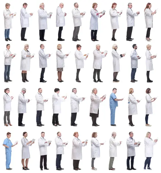 Group Doctors Clipboard Isolated White Background — Stock Photo, Image