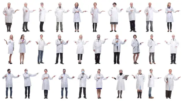 Group Doctors Full Length Isolated White Background — Stock Photo, Image
