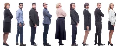 Beyaz arka planda izole edilmiş başarılı iş adamları grubu