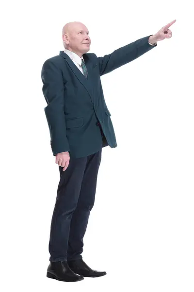 Full Growth Confident Business Man Unbuttoned Jacket Isolated White Background — Stock Photo, Image