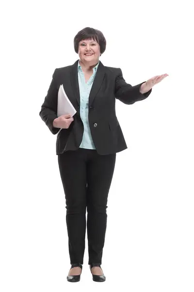 Executive Business Woman Digital Tablet Isolated White Background — Stock Photo, Image