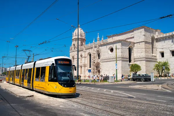 stock image Lisbon, Portugal - JULY 23 , 2024:  The Jeronimos Monastery or Hieronymites Monastery (Mosteiro dos Jeronimos) is a former monastery of the Order of Saint Jerome near the Tagus river in the parish of Belem in Lisbon , Portugal