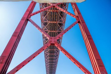 25 Nisan Köprüsü 'nün Ayrıntıları (Ponte 25 de Abril) Douro Nehri' ni geçiyor