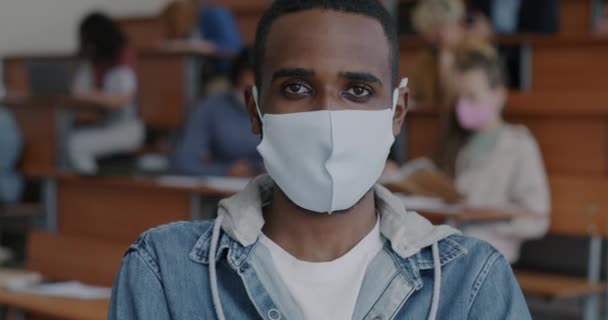 Portret Van Een Afro Amerikaanse Student Klas Met Een Medisch — Stockvideo