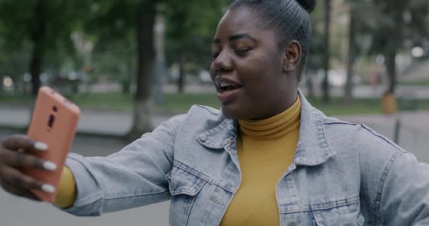 Kreatywna Afroamerykanka Influencer Nagrywa Wideo Dla Mediów Społecznościowych Vlogging Pomocą — Wideo stockowe