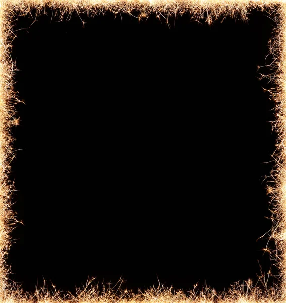 在黑色背景上孤立的Sparkler帧背景 新年广告不错 — 图库照片
