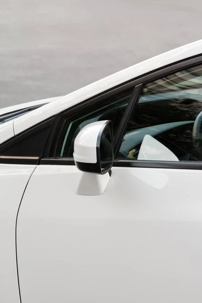 Espelho Retrovisor Lateral Carro Branco Moderno Close Detalhes Carro — Fotografia de Stock