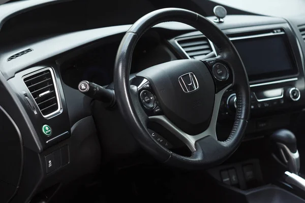 Lvov Ukrajina Září 2021 Honda Civic Interiér Přístrojovou Deskou Volantem Royalty Free Stock Obrázky