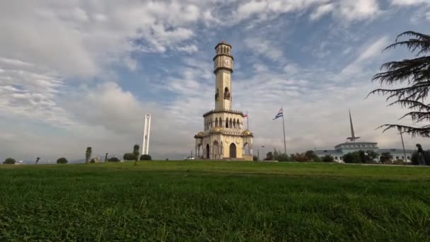 Батуми Аджария Джорджия Башня Чача Является Достопримечательностью Башня Окружена Четырьмя — стоковое видео