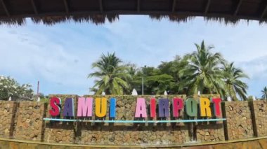 SAMUI THAILAND HAZİRAN 04: 2024: Tayland 'daki Samui Uluslararası Havaalanı İşareti