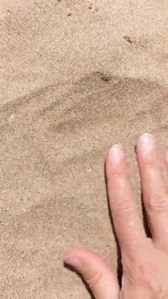 Slow Motion Shot Girl Hand Moving Sand — Stock Video