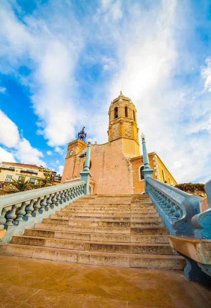 Виды Церкви Святого Феодосия Санта Текла Ситжес Каталония Испания Памятники — стоковое фото