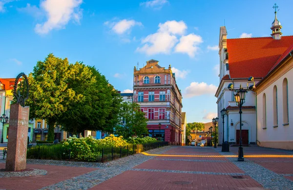 Wejherowo Poland July 2018 Old Tenements Center Small Town Plac — Stock Photo, Image