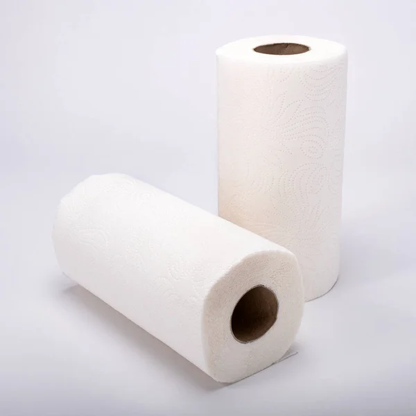 Asciugamano Carta Bianca Impostato Sullo Sfondo Bianco — Foto Stock