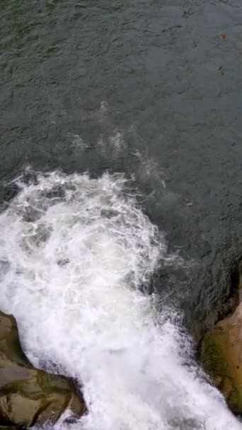 Mountain River Cold Clear Water River Flows Stones Little Waterfall — Vídeo de Stock
