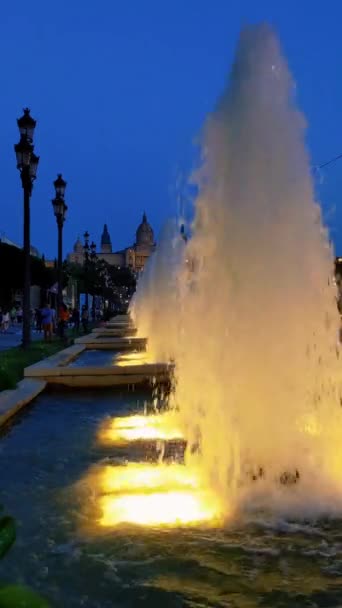 Barselona Sihirli Çeşmesi Fair Plaza Espaa Ticaret Merkezi Katalonya Spanya — Stok video