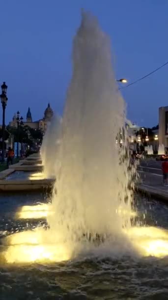 Night View Magic Fountain Barcelona Spain — Stock Video