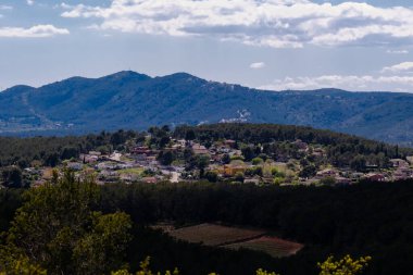 Vilafranca del Penedes, Katalunya, İspanya yakınlarındaki yaz üzüm bağları ile manzara