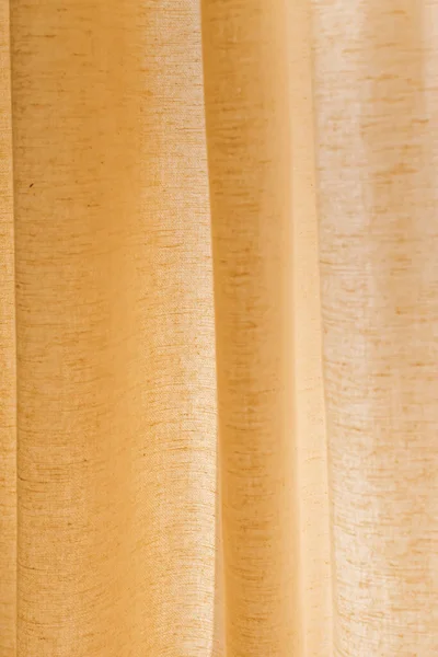Nahaufnahme Textur Aus Beigem Natürlichen Leinenstoff Oder Vorhang — Stockfoto