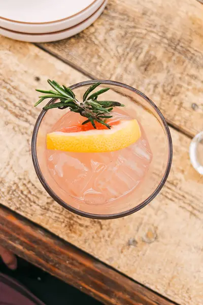 Refreshing Grapefruit Mocktail Summer Lemonade Top View — Stok Foto