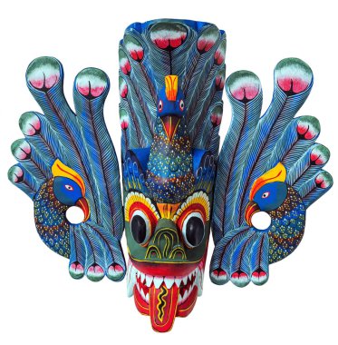 Geleneksel Sri Lanka Maskesi beyaz arkaplanda izole edildi