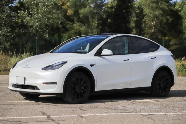 Kyjev Ukrajina Září 2022 Exteriér Vozu Tesla Model — Stock fotografie