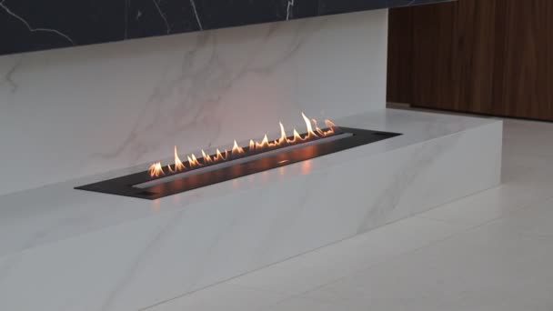 Burning Eco Bio Fireplace Close — Stock Video