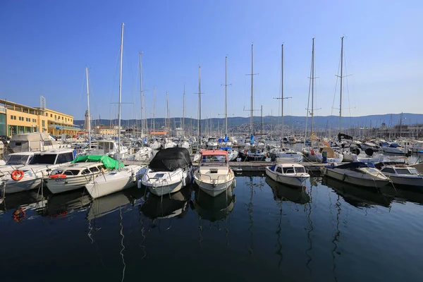 Trieste Italy July 2019 Motor Sailing Boats Moored Marina Trieste — Stock Photo, Image