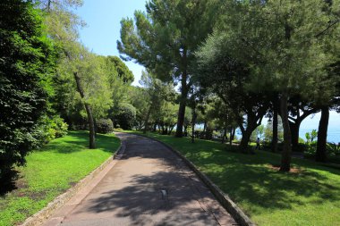 Yaz günü Monako Parkı 'nda yürüyüş.