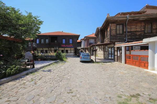 Nessebar Bułgaria Sierpnia 2019 Drewniany Dom Villa Azzura Starym Mieście — Zdjęcie stockowe