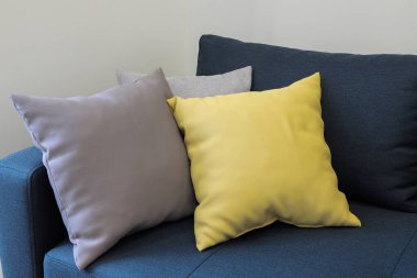 Kanepeye yakın iki dekoratif yastık.