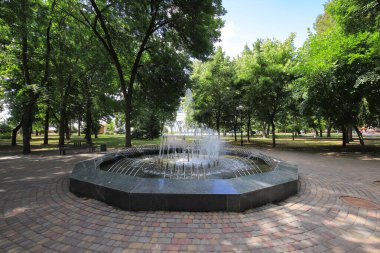 Ukrayna 'nın Poltava kentindeki parkta çeşme