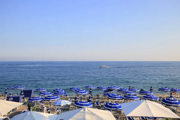 Piękna Plaża Cote Azur Kurorcie Riwiera Francuska Nicei — Zdjęcie stockowe